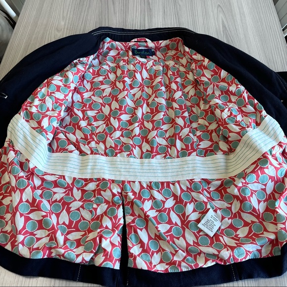 LIKE NEW! BODEN | Cotton Navy Blazer White Stitching Size 10 - Picture 8 of 8